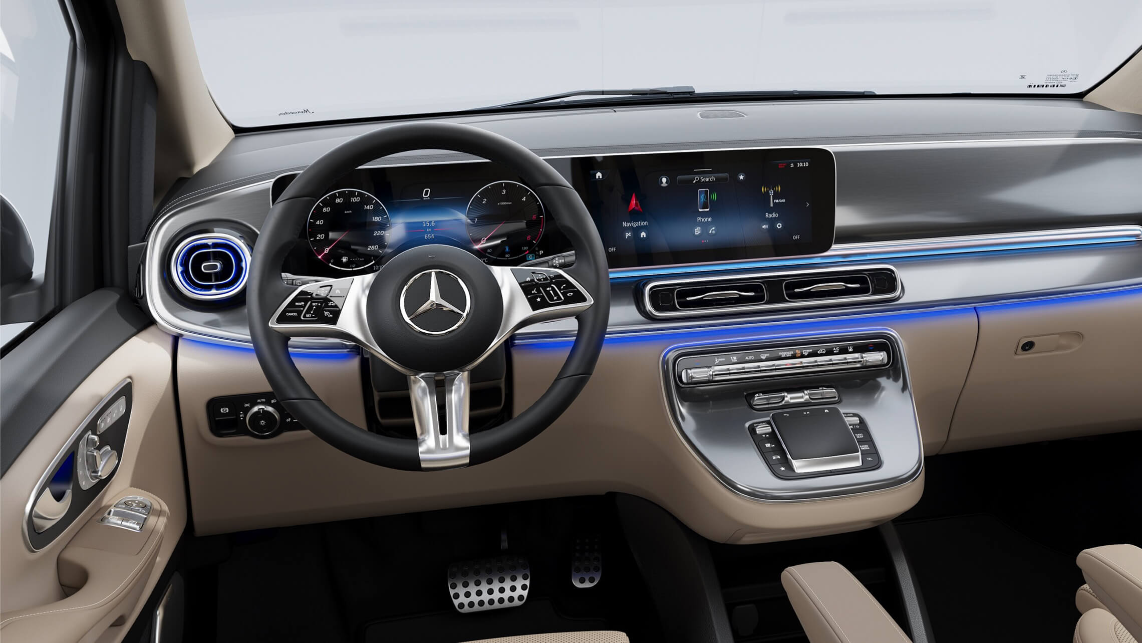 Mercedes V Klasse Instrumententafel mit Widescreen Cockpit und mit zwei grossen Displays - Merbag